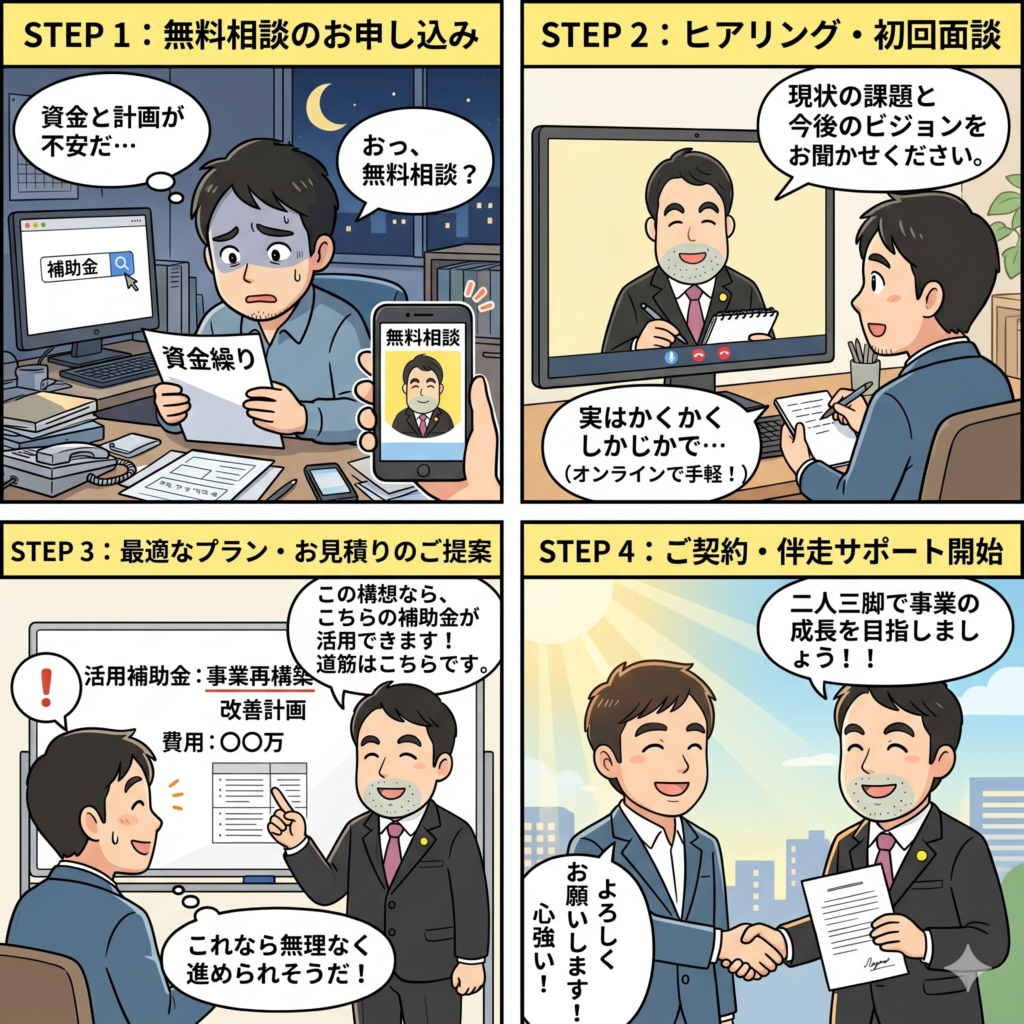 お問い合わせからサポート開始までの流れ