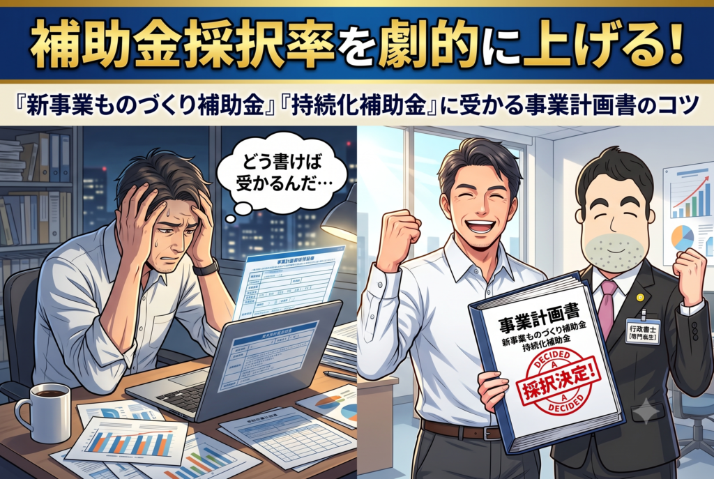補助金採択率を上げる！新事業ものづくり・持続化補助金に受かる事業計画書のコツ